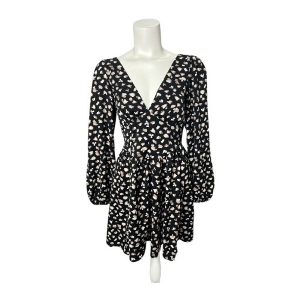 Abercrombie‎ Fitch Corset Black Mini Dress Long Sleeve V Neck Size Small NEW